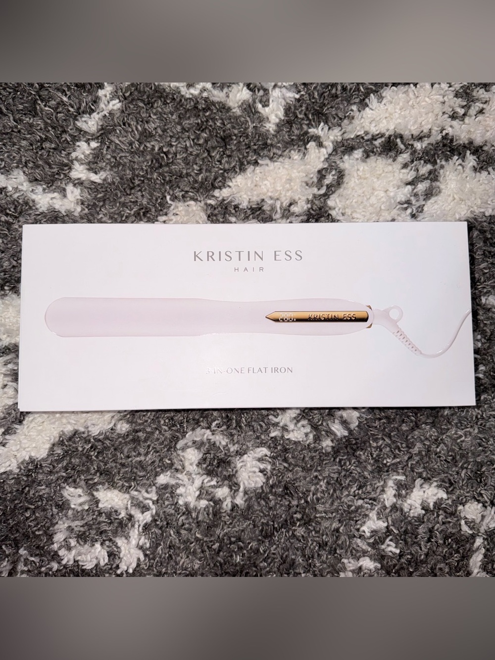 NIB Kristin Ess 3-in-One Titanium Flat Iron 1.25" White and Gold
